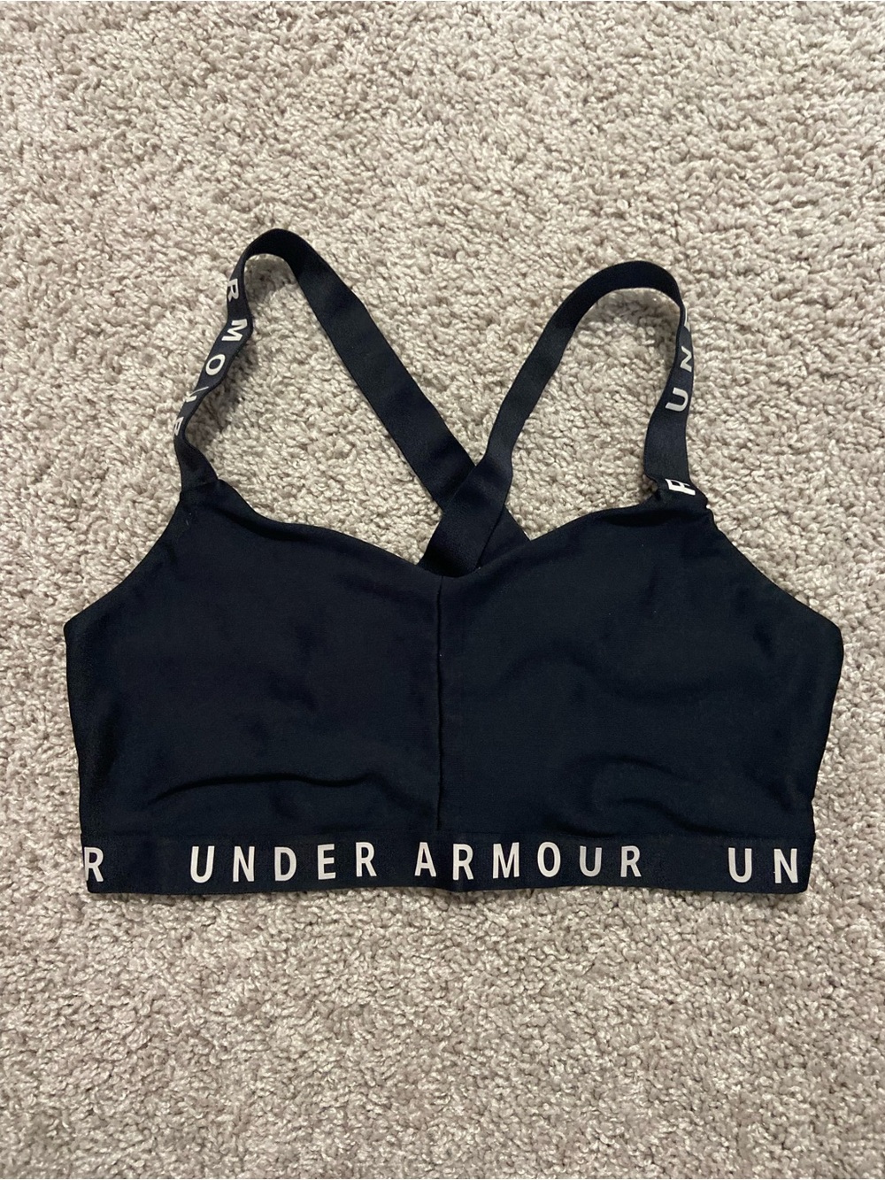 Womens Small Under Armour Cross-Back Black Sports Bra